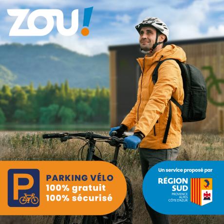 Affiche Parking Vélo 100% gratuit et sécurisée_Région SUD