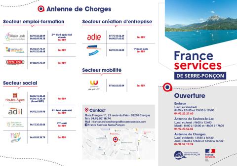 Dépliant avec information sur la permanence France Services de Chorges